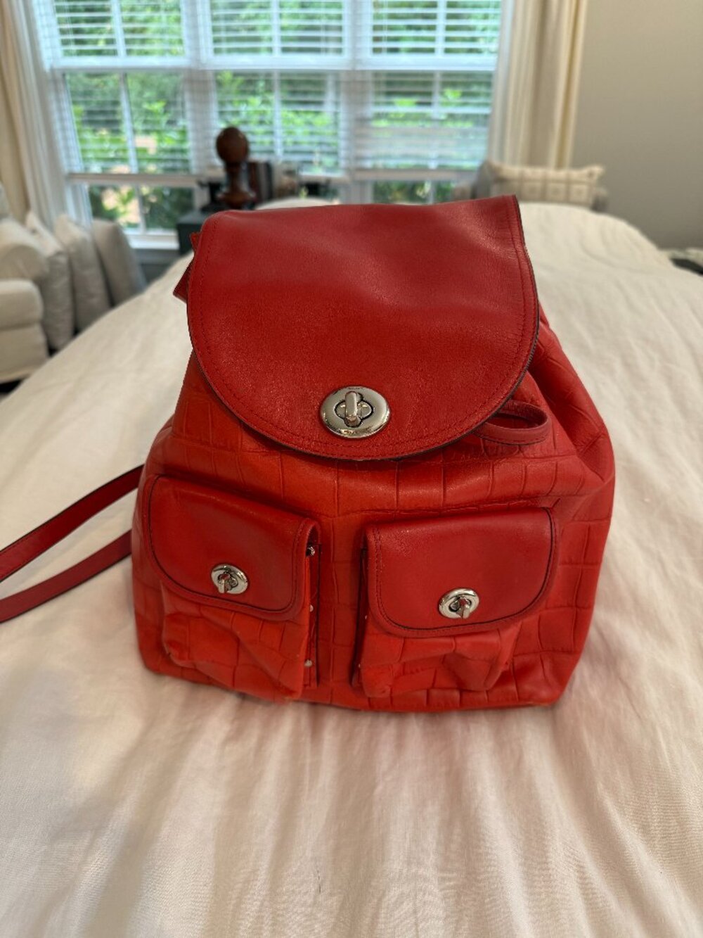 VINTAGE COACH FAUX-CROC BACKPACK